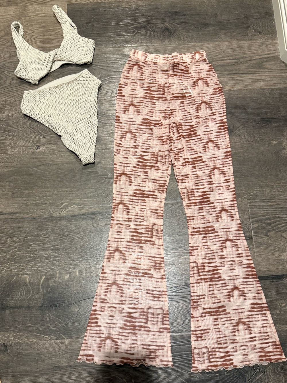 Mesh Flared Pants